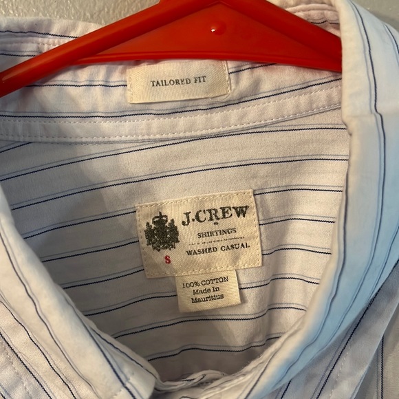 JCrew Tailored Fit white with blue stripes (Men’s Small) - Picture 2 of 3